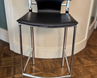 Pair of Leather & Chrome Counter Stool. Photo 1 of 4.