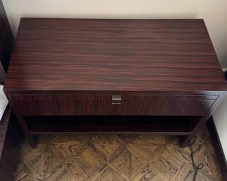 Bolier & Company by Decca Home Bedside Tables in 0405 Qtr Cut Macassar Ebony EV Veneer With Pull Out Tray. Each Measures 36" W x 17.75" D x 22.5" H. Photo 2 of 4.