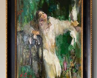 "Madame Butterfly," Oil on Linen Signed by Artist Nikolai Blokhin. Canvas Measures 30" W x 38.25" H; Measures 39" W x 47.5" H x 2.25" D Overall. Photo 1 of 3.