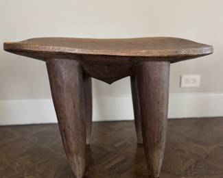 West African Hand-Carved Senufo Stool. Measures 27.5" W x 18.75" D; Front Height 18"; Back Height 19.5" H. Photo 1 of 4.