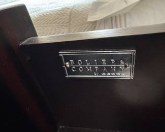 Bolier & Company by Decca Home Bedside Tables in 0405 Qtr Cut Macassar Ebony EV Veneer With Pull Out Tray. Each Measures 36" W x 17.75" D x 22.5" H. Photo 4 of 4.