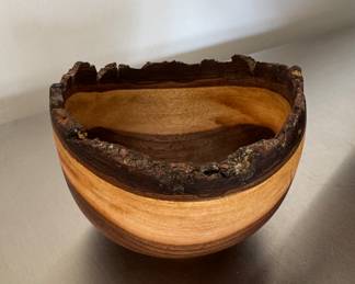 Black Walnut Bowl Signed by Artist. Photo 1 of 2.