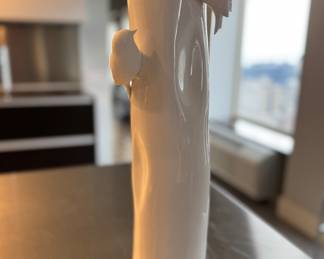 Shishi White Blanc En Chin Vase Porcelain Vase with Birds (Estonia). Measures 17.5" H x 4.25" D. Photo 2 of 3.