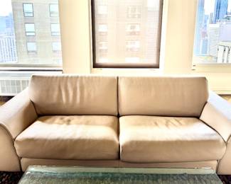 Roche Bobois Leather Slipper Chairs and Two-Seat Sofa. Sofa Measures 93" W x 42" D with 15" Seat Height. Photo 3 of 10.
