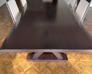Christian Liaigre for Holly Hunt Courier Walnut Dining Table. Measures 90.5" L x 39.5" D x 29.25" H with 27.75" Clearance. Photos 3 of 6.