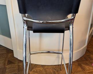 Pair of Leather & Chrome Counter Stool. Photo 3 of 4.