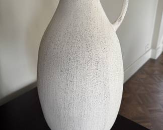 Crate & Barrel Textured Ceramic Pitcher Vase. Measures 18.5" H x 9" D.