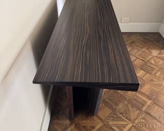 Bolier & Company by Decca Home "Wave" Base Console Table in 0405 Qtr Cut Macassar Ebony EV Veneer. Measures 63" W x 15.75" D x 32.25" H. Photo 3 of 3.
