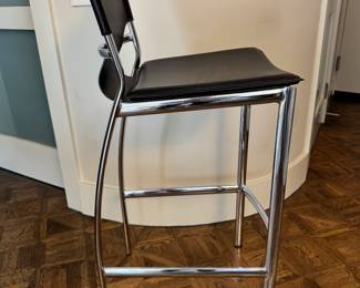 Pair of Leather & Chrome Counter Stool. Photo 2 of 4.