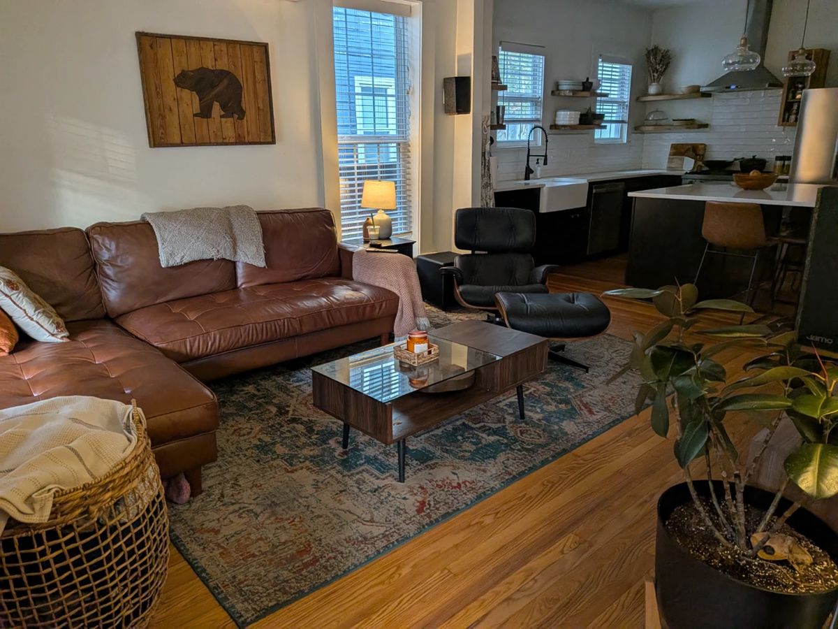 Genuine leather sectional couch
