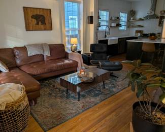 Genuine leather sectional couch