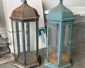 Vintage Metal Lanterns Pair 50 hero