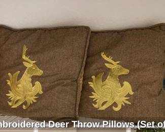 Embroidered Deer Throw Pillows Set of 2 10 hero