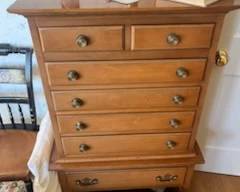 Ethan Allen Classic Manor High Boy Maple Chest Of Drawers w/ Caster Wheels
$1800