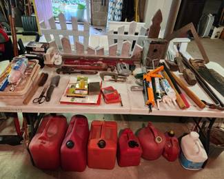 Tools and gas containers. 