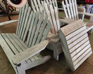 2 Andirondak chairs, 2 Andirondak benches and Andirondak foot rest.
