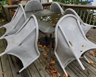 Patio table and wicker chairs