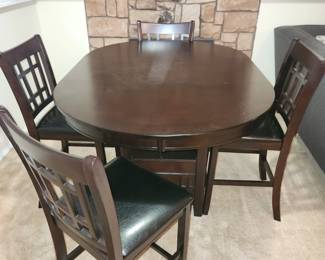 Gathering height dining table and 4 chairs 