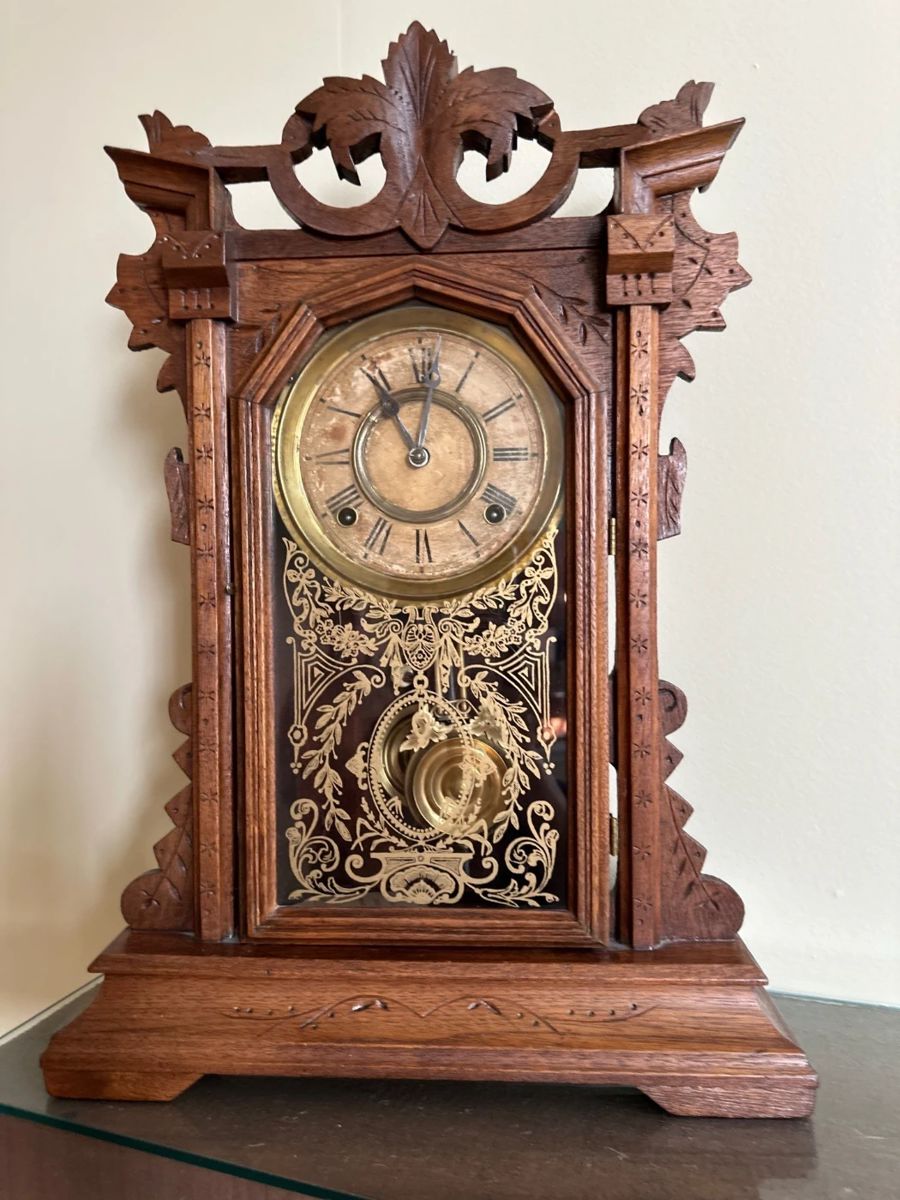 Table/Mantle Clock - E. Ingraham & Co., Bristol, CT, 8-day Time & Strike, Walnut Case, Victorian Style possible (c)1880