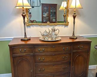 Antique bow front buffet