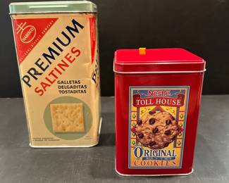 Vtg. Premium Saltines and Toll House Cookies tins