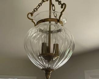 Vtg. brass and glass ceiling lamp