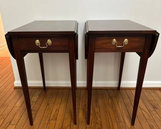 Mahogany Henkel Harris drop leaf side tables