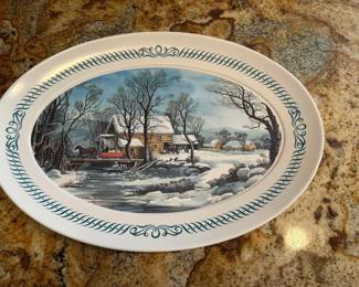 Tin winter scene tray