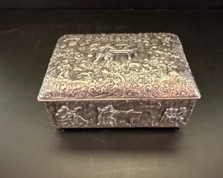 Antique silver plate cigarette box
