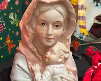 Lefton vtg ceramic bust Madonna baby 