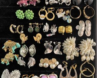 Vintage clip on earrings: Trifari, Monet, Napier, 