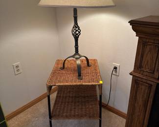 Wicker and metal accent table