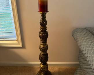 Brass pillar candle holder