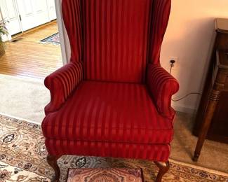 Pearson wing back chair (2) Vtg. step stool
