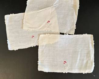 Vtg. handkerchiefs with embroidered roosters
