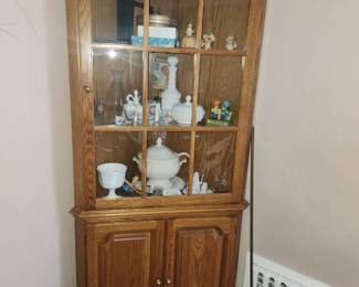 Oak corner cabinet