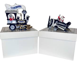 Cowboys Santa Train Plane Ornsments