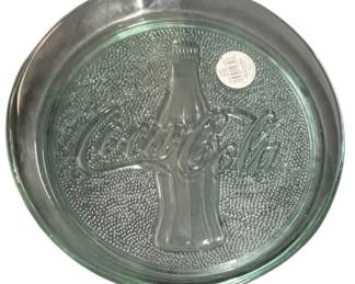 Vintage CocaCola Embossed Glass Tray