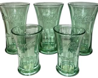 Vintage CocaCola Green Glass Tumblers