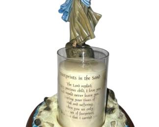 Footprints in the Sand Jesus Candle Holder