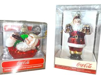 NEW Set2 Coke Faux Mercury Glass Santas