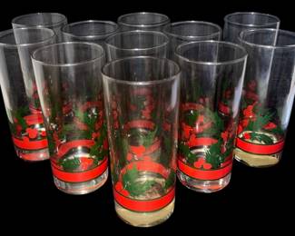 Set10 Vintage Christmas Highball Glasses