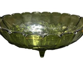 EAPG Footed Olive Green Bowl