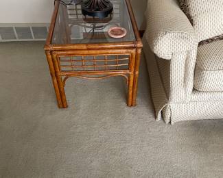 VTG Rattan & Glass End Table