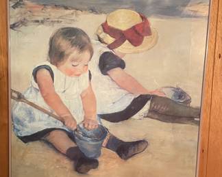 Reproduction poster of Mary Cassat "Children Playing on the Beach"