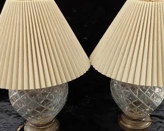 Wildwood Etched Glass Lamps Pair