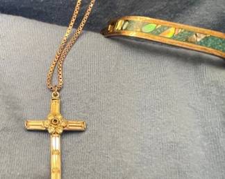 Silver Cross And Bracelet