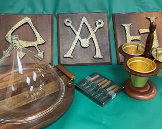 Mid Century Teak Apothecary Decor And Serving Items