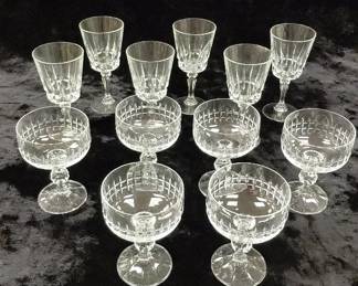Crystal Champagne And Wine Glasses