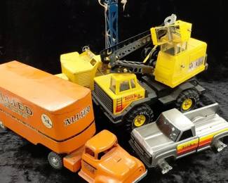 Retro Metal Tonka Truck, Crane And Semi